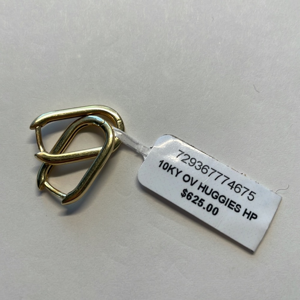 Macy's Polished Oval Small Hoop Earrings in 10k Gold - Picture 2 of 2